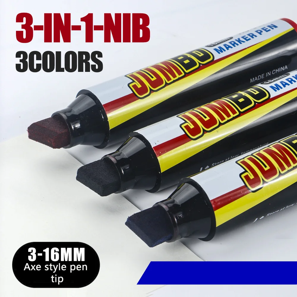 3/6/12 Pcs Paint Markers Ultra-Large Capacity 3-16mm Pen Tips Black/Red/Blue Quick-Dry Waterproof For Office School Supplies