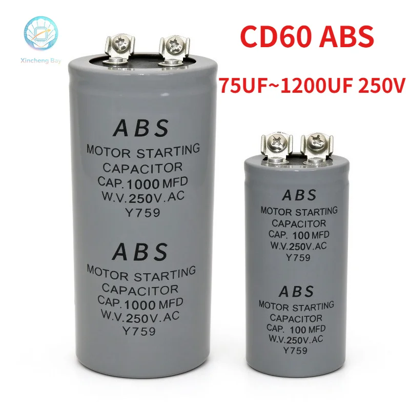 CD60 ABS Motor Starting Capacitor 250V 50UF 75UF 100UF 150UF 200UF 300UF 400UF 600UF 800UF 1000UF 1200UF Screw with Terminal MFD