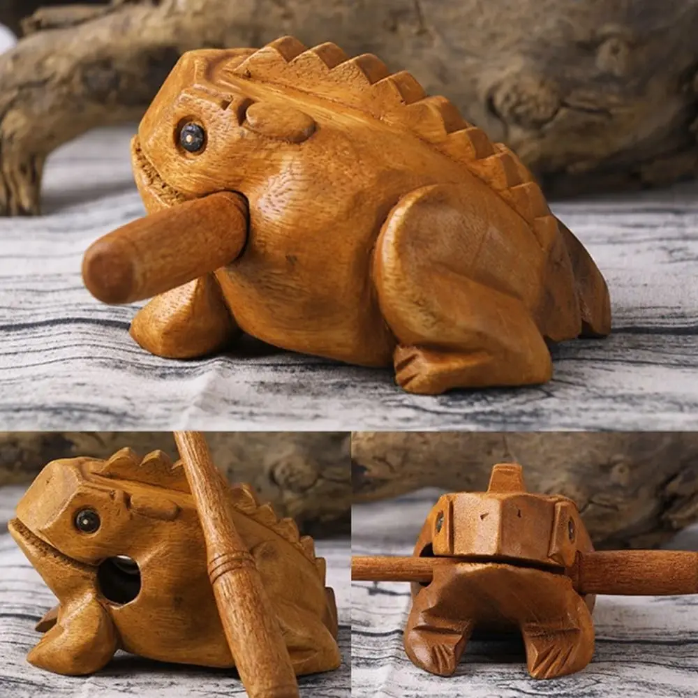Portable Wooden Frog Guiro Rasp Handcrafted Lucky Frog Rasp Musical Instrument Lucky Frog Crafts Gifts
