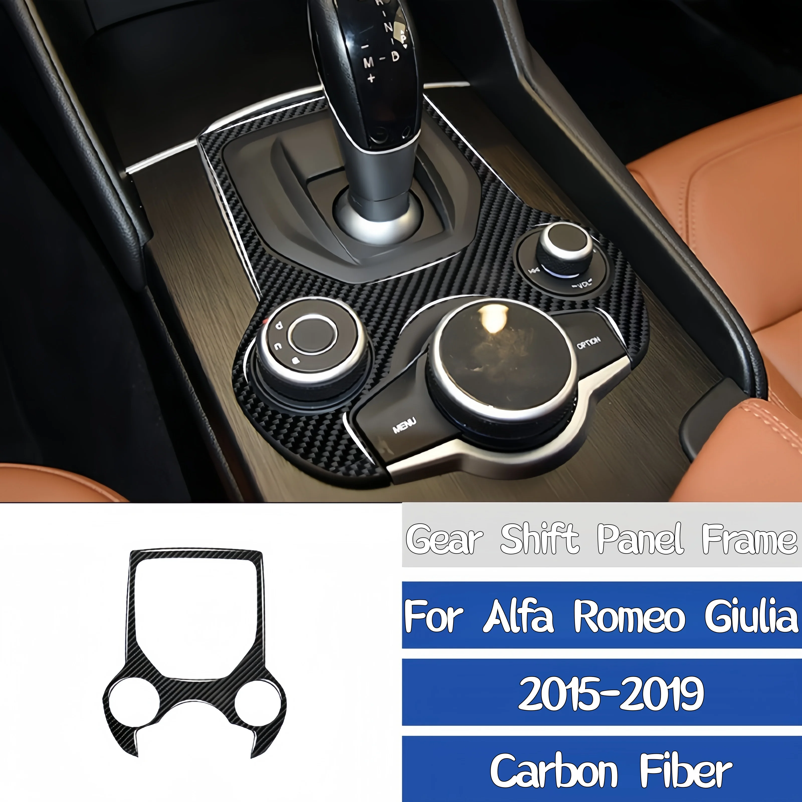 Para Alfa Romeo Giulia 2015-2024 fibra de carbono Interior del coche consola central Panel de cambio de marchas marco cubierta embellecedora pegatina Auto Zubehör