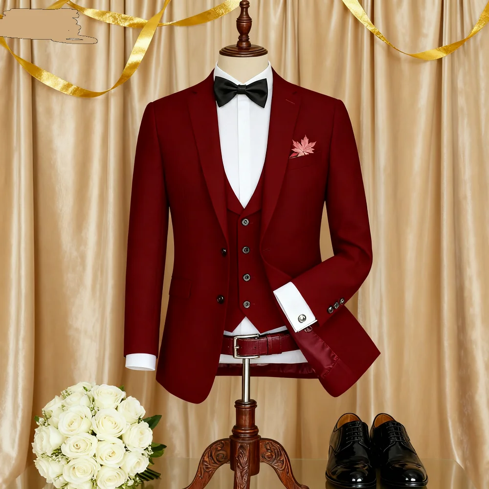 

Elegant Ternos Masculinos 3-Piece Smoking Set with Notched Lapel Blazer Vest And Pants Formal Ensemble Men's Suit