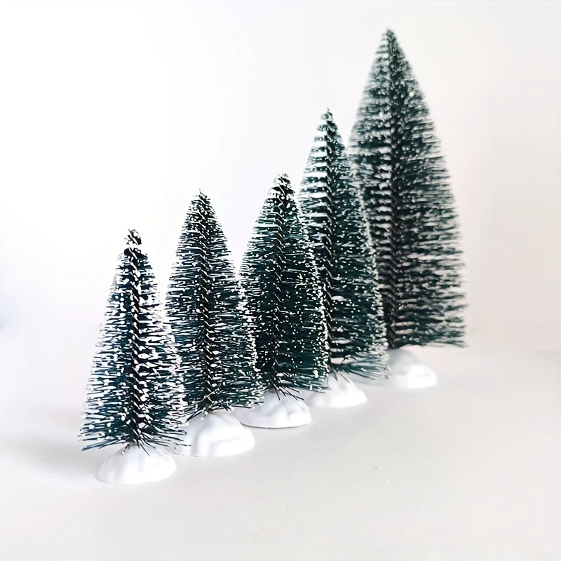 12 Stück Mini-Weihnachtsbaum-Dekoration mit schneebedeckter Kiefer, DIY-Ornamente, Winter-Schnee-Ornamente, Bäume für Weihnachtsfeier, Zuhause, Party, Bar