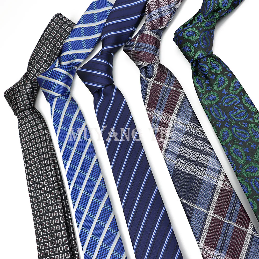 7CM personality fashion designer striped check print high-end men's polyester tie professional leisure business gift