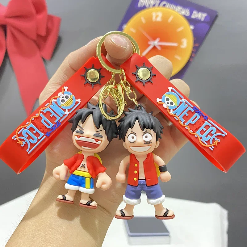 One Piece Luffy Various Three-dimensional Dolls Keychain Pendant Car Key Chain Bag Charm Kawaii Gift