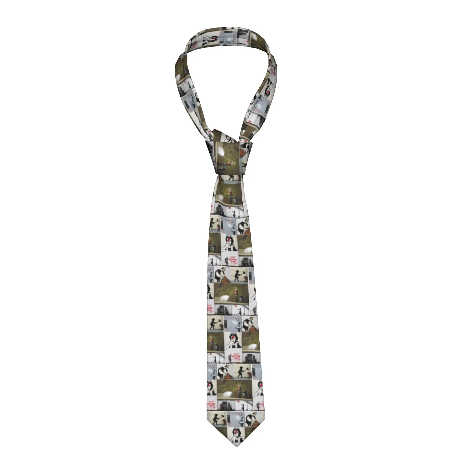 Fashion Banksy Graffiti Merchandise Tie for Business Mens Street Pop Art Necktie