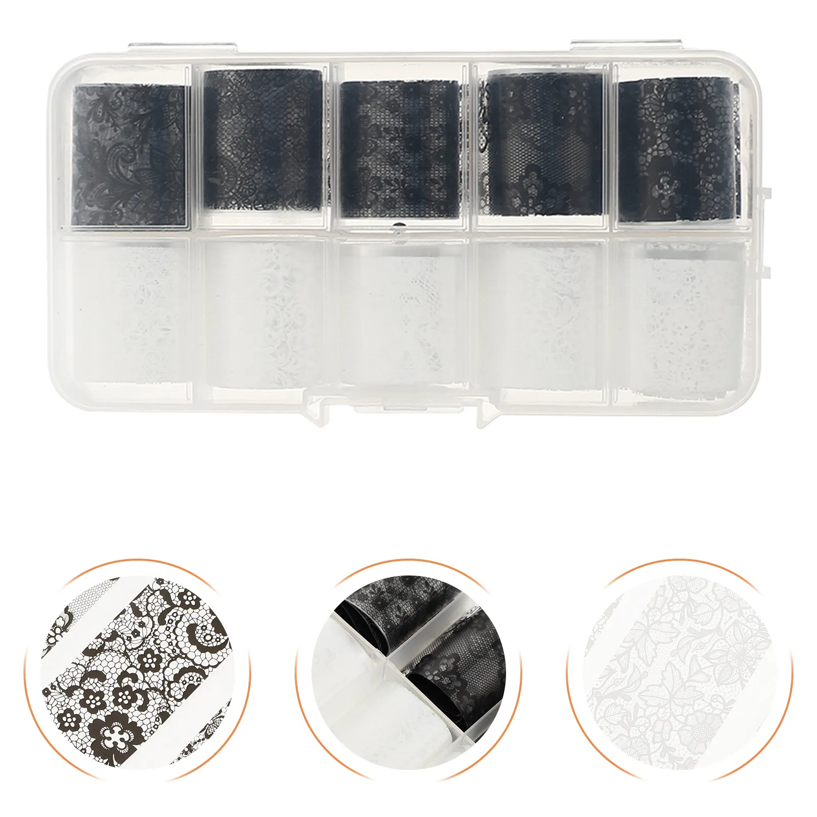 

30 Rolls Nail Stickers with Lace Star Pattern Easy Apply Nail Art Decals for Manicure Storage Box Included DIY Women Beauty