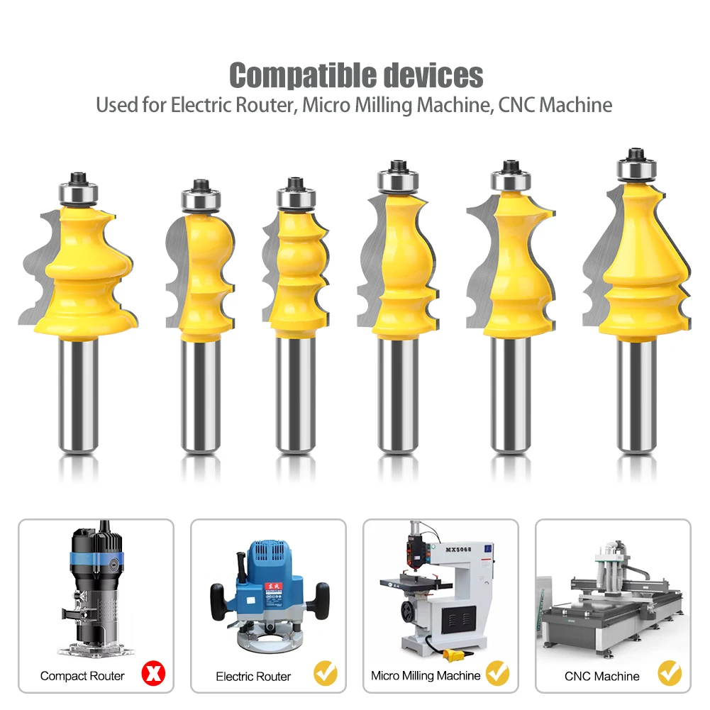 Imagem -02 - Linha Cnc Cortadores de Madeira Face Mill Architectural Moldagem Corrimão Router Bit Base de Revestimento Polegada Shank 1pc