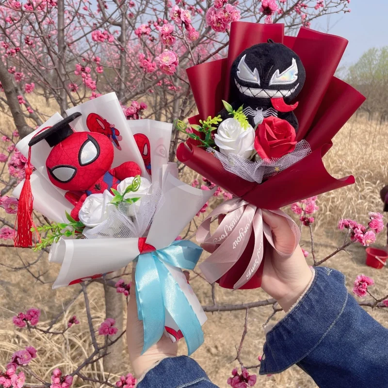 Genuine Spider-Man The Hulk Captain America Iron Man Plush Dolls Creative Bouquets Christmas Birthday Gifts
