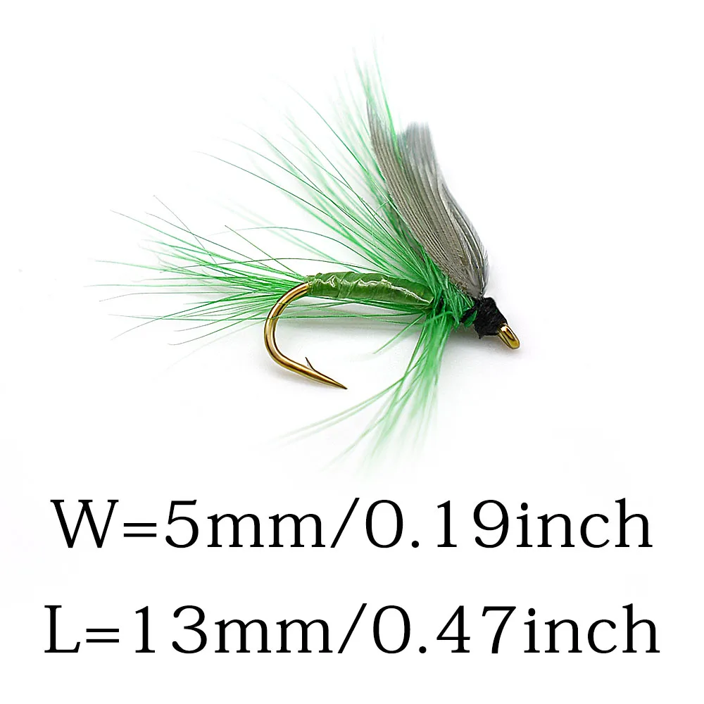 MNFT 10PCS Green Quill Dry Fly May fly Nymph for Fly Fishing Trout Bream Pan Fish Lures With Sharpend Hooks 16#