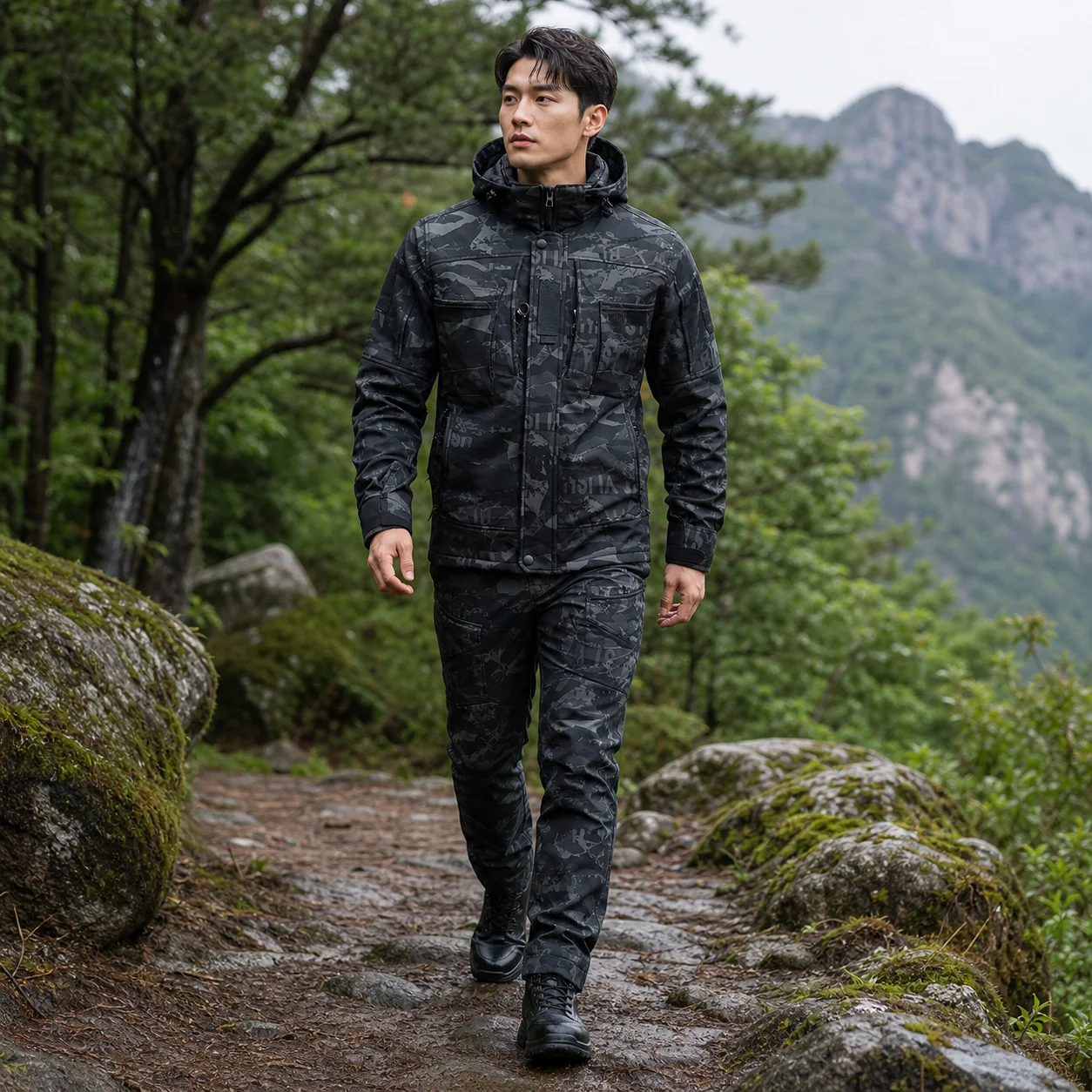 Men's And Women's Autumn Winter Fleece Lined Waterproof Windproof Single Layer Outdoor Cycling Skiing Climbing Workwear Jacket