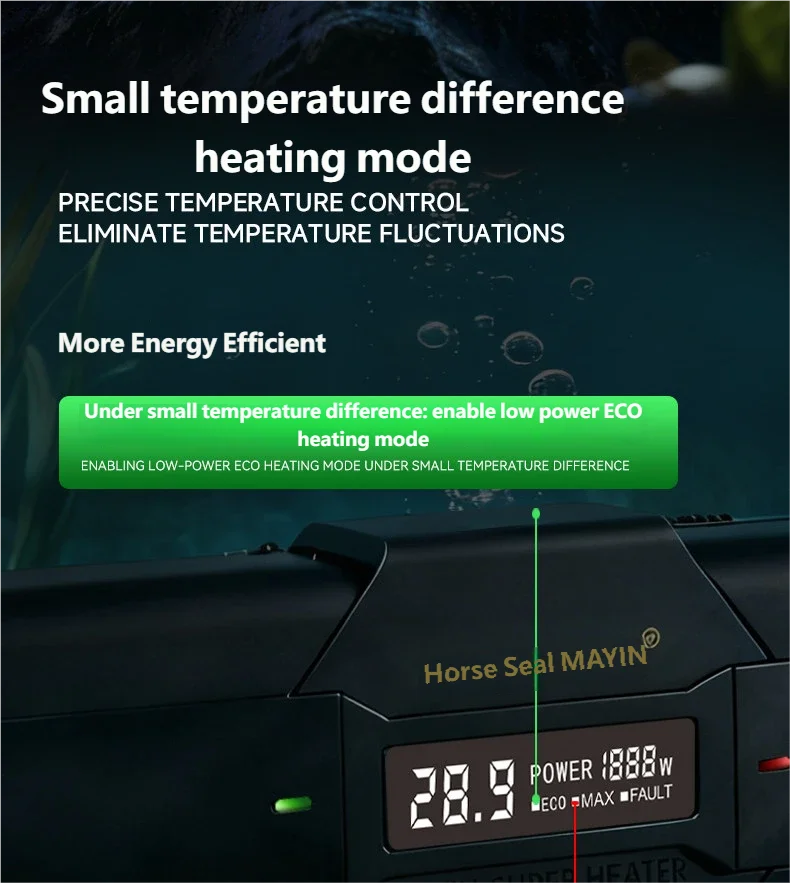 Mayin Automatischer thermostatischer Aquarienheizer, Aquarienheizer mit variabler Frequenz, automatische Abschaltung bei Wasserbrunst, Arowana-Heizer. – Detail 12