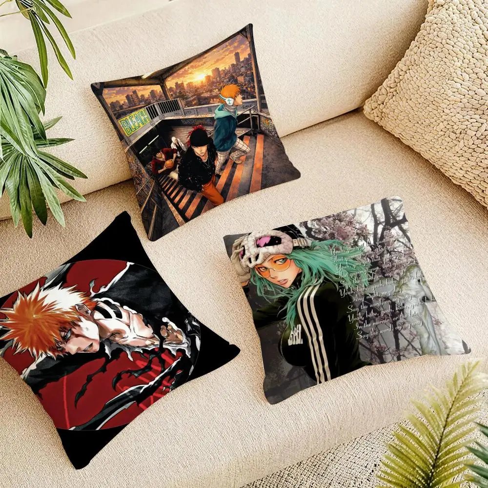 Iconic Anime Bleach Cushion Cover Short Plush Pillowcase, Washable Wrinkle Resistant Cover for Bedroom Gift