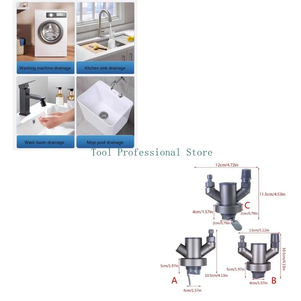 

57QF ABS Sink Drainages Solution Smell-Proof Triples Sink Connector Drain Interfaces