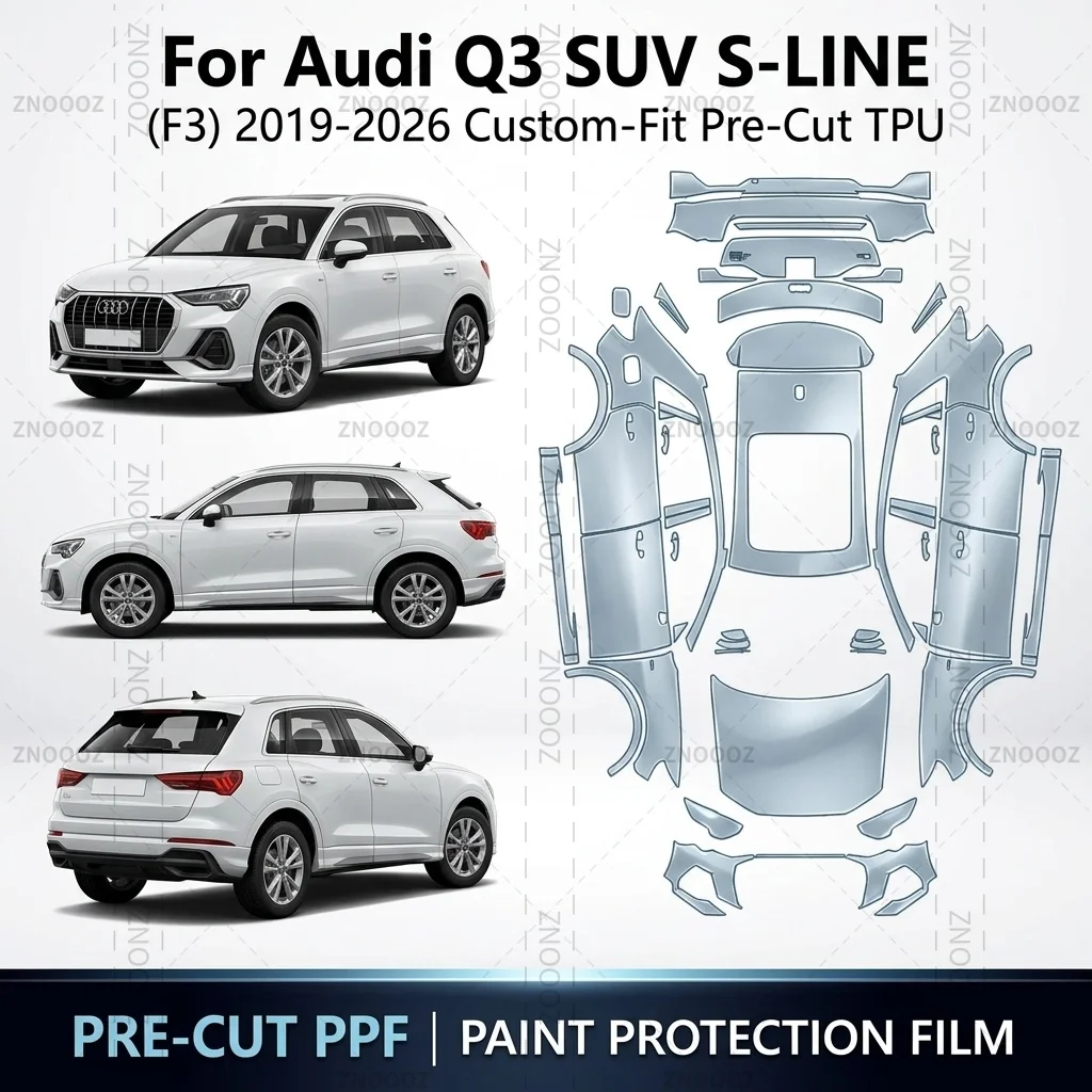 For Audi Q3 SUV S-LINE (F3) 2019-2026 Custom-Fit Pre-Cut TPU PPF Paint Protection Full Vehicle Glossy Clear Matte Black