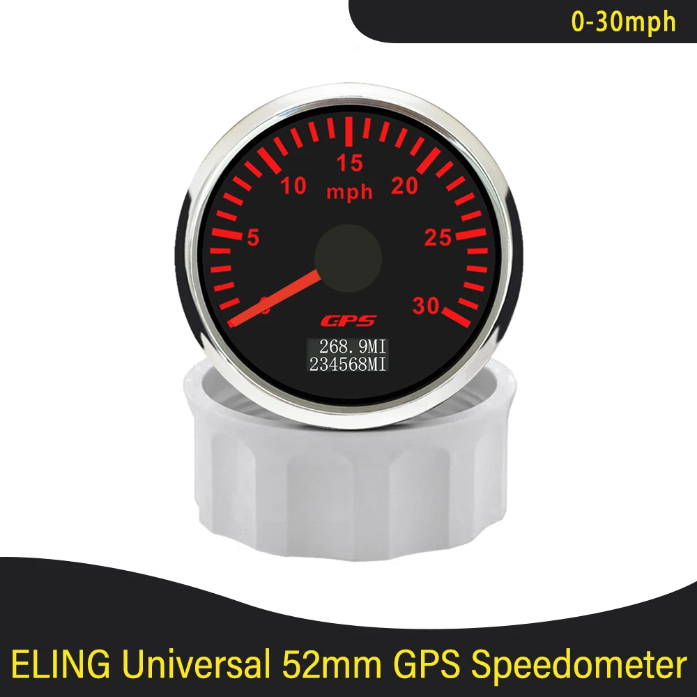 52mm GPS Speedometer 30M 60M 80M 120M 200M Odometer Tripmeter with GPS Antenna 7 Colors Backlight for Truck Boat 12V 24V