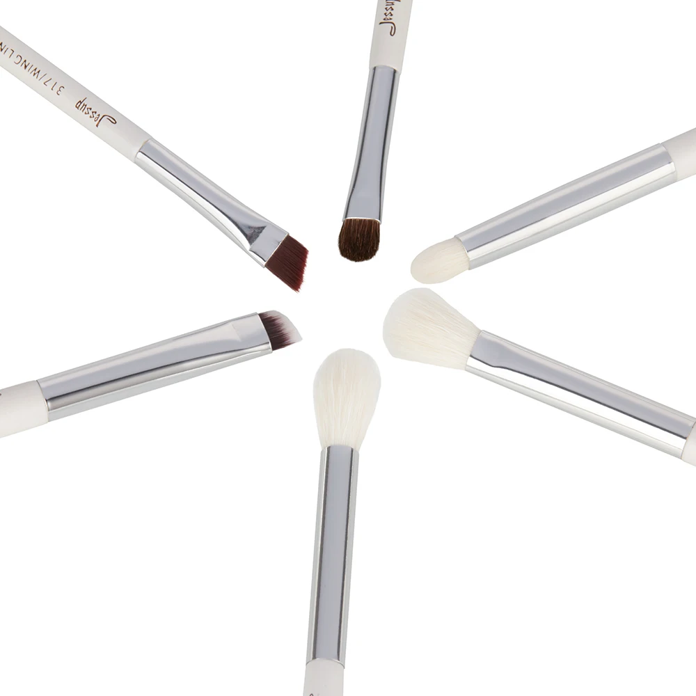 Jessup 아이 브러쉬 세트 6개 전문가용 아이섀도우 메이크업 브러쉬 세트 라이너 블렌딩 브러쉬 펄 화이트/실버, T241