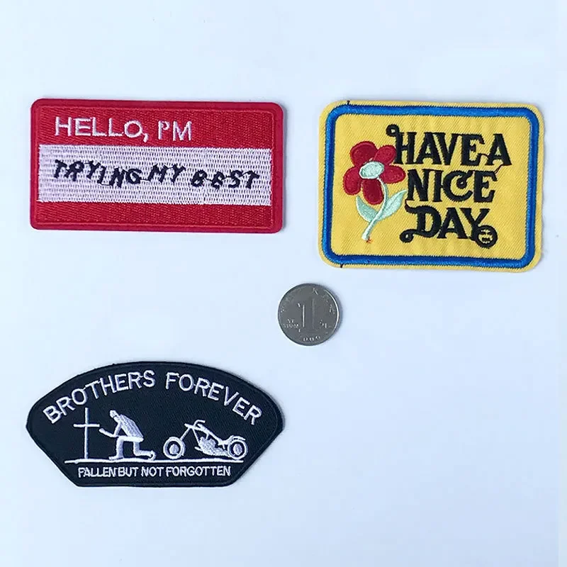 English Letter Badge Armband Cloth Sticker European and American Style Forever Brother Good Day Adhesive Patch Pride Punk