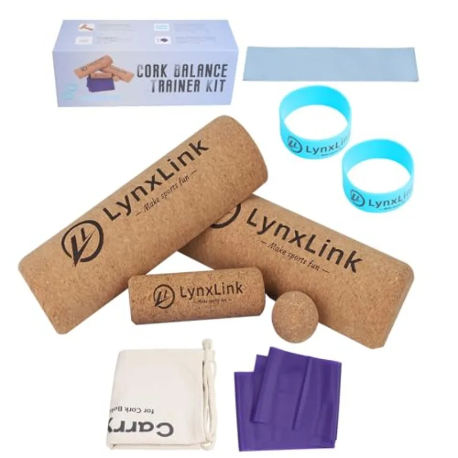 

Cork Balancing Board Foot Restoration and Balance Kit with Massage Ball and Resistance Bands Plantar Fasciitis Recovery Improve