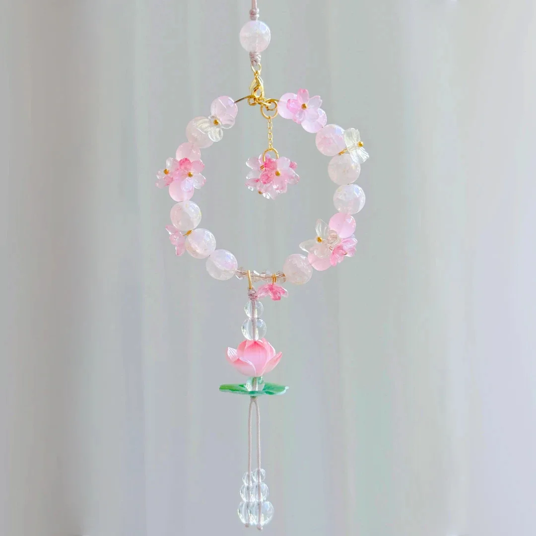 

Dongmei Good Luck Lotus Pink Lotus Lotus New Chinese Pendant Pendant Car Package Pendant Ornament
