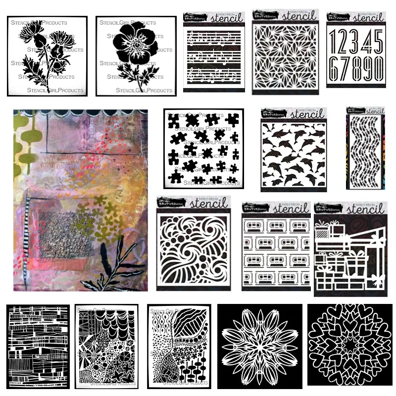 Flowers Heart Number Music Background Stencil Metal Cutting Dies Silicone Stamp Scrapbooking Photo Album Card DIY Paper Handmade
