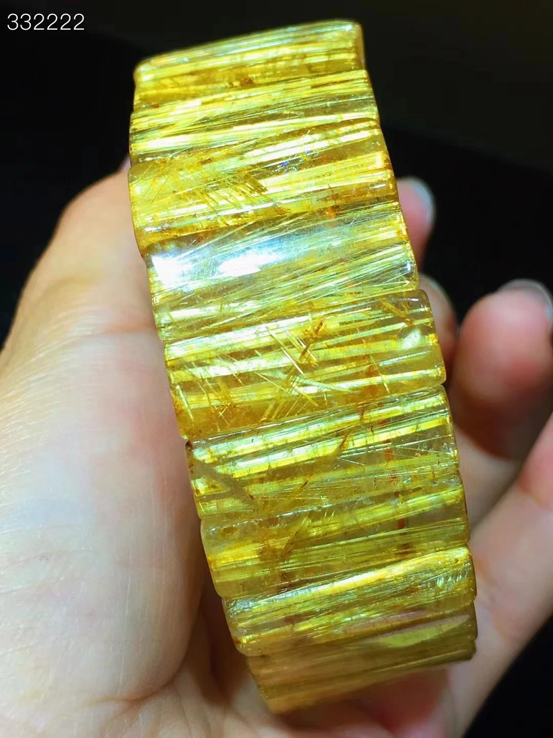 

Natural Gold Rutilated Quartz Clear Rectangle Beads Bracelet 22x9.2x6.3mm Women Men Fashion Wealthy Stone Genuine AAAAAA