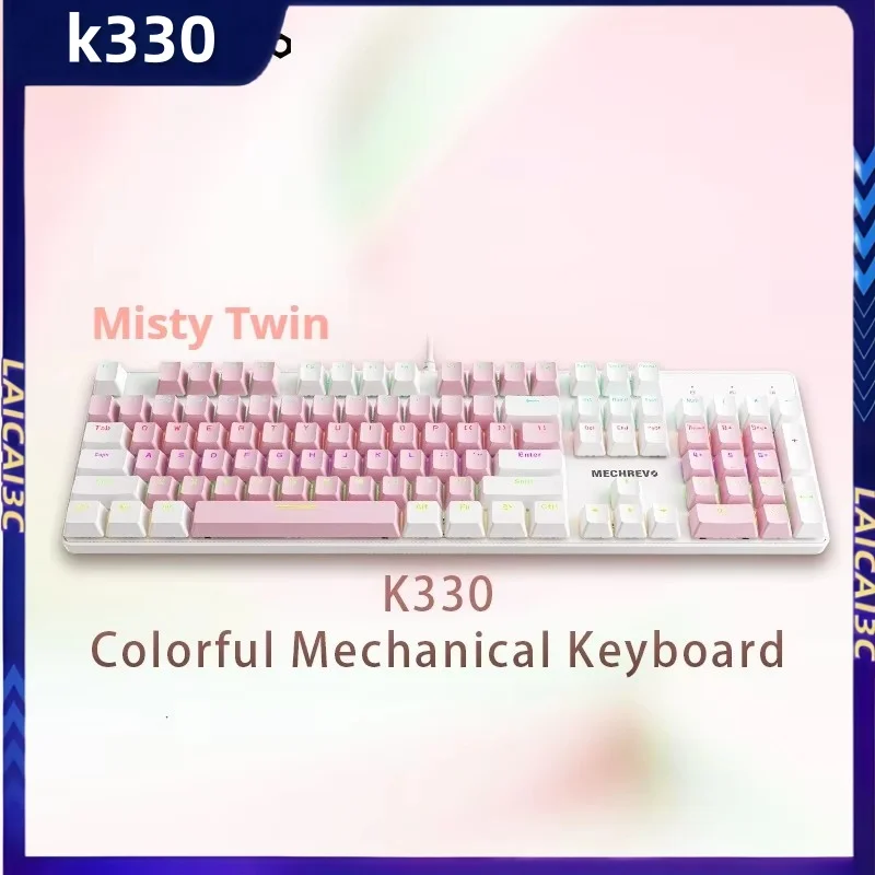 

Mechrevo K330 Wired Mechanical Keyboard 104 Key Layout Full Key No Punch Dazzling Light Effect Dual Color Keycap Gaming Keyboard