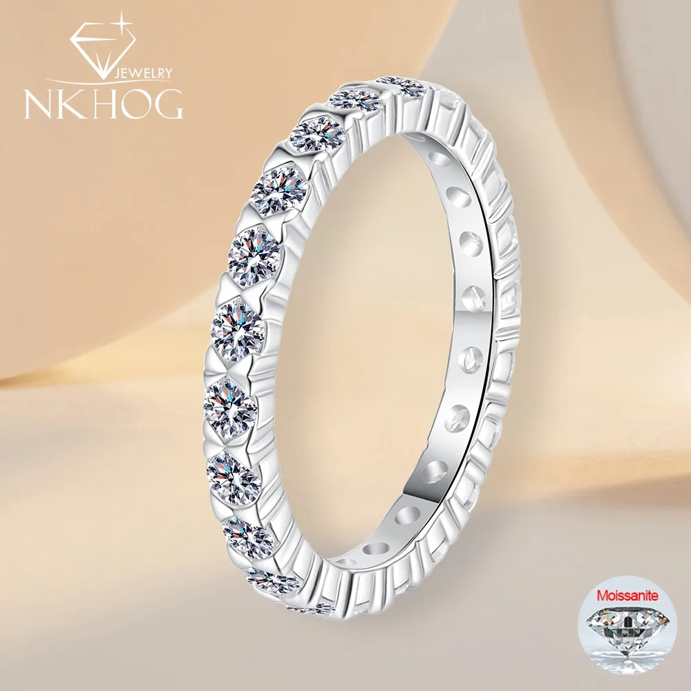 

Кольца NKHOG с муассанитом для женщин и мужчин, стерлинговое серебро 925 пробы, лабораторный бриллиант, подарок на годовщину свадьбы, ювелирный сертификат