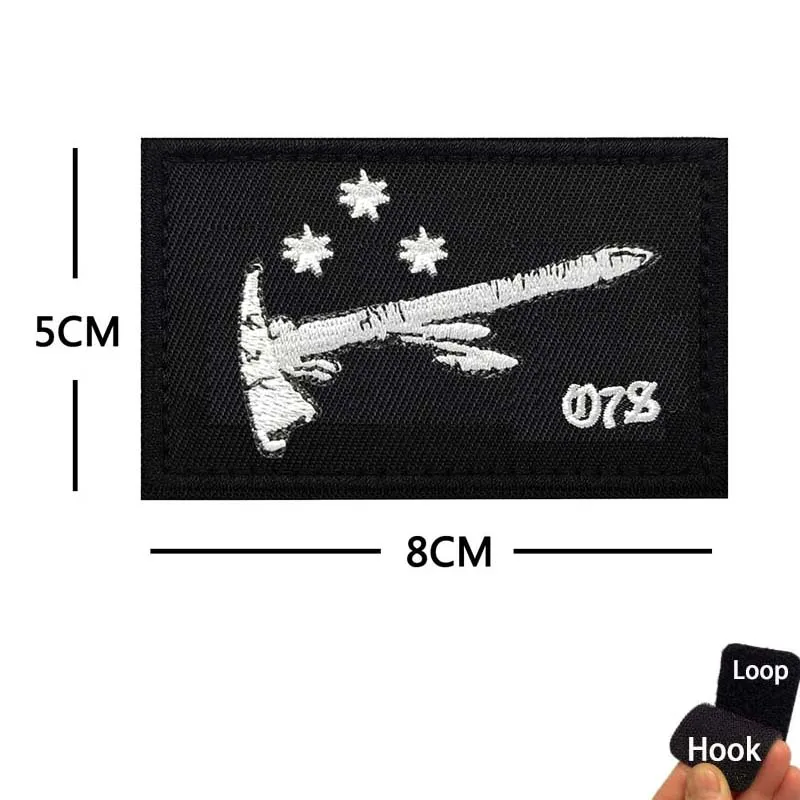 Piratenflagge, FOG Forward Observations Kleidungsabzeichen, Blackbeard Totenkopf Herz bestickte Applikation taktisches Emblem Hakenschlaufen-Aufnäher