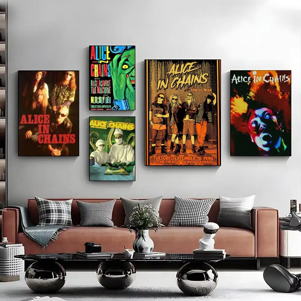 Rock Band A-Alice in Chains Poster Modern Minimalist Wall Art Prints for Bedroom Living Room Aesthetic Contemporary Decor Gift