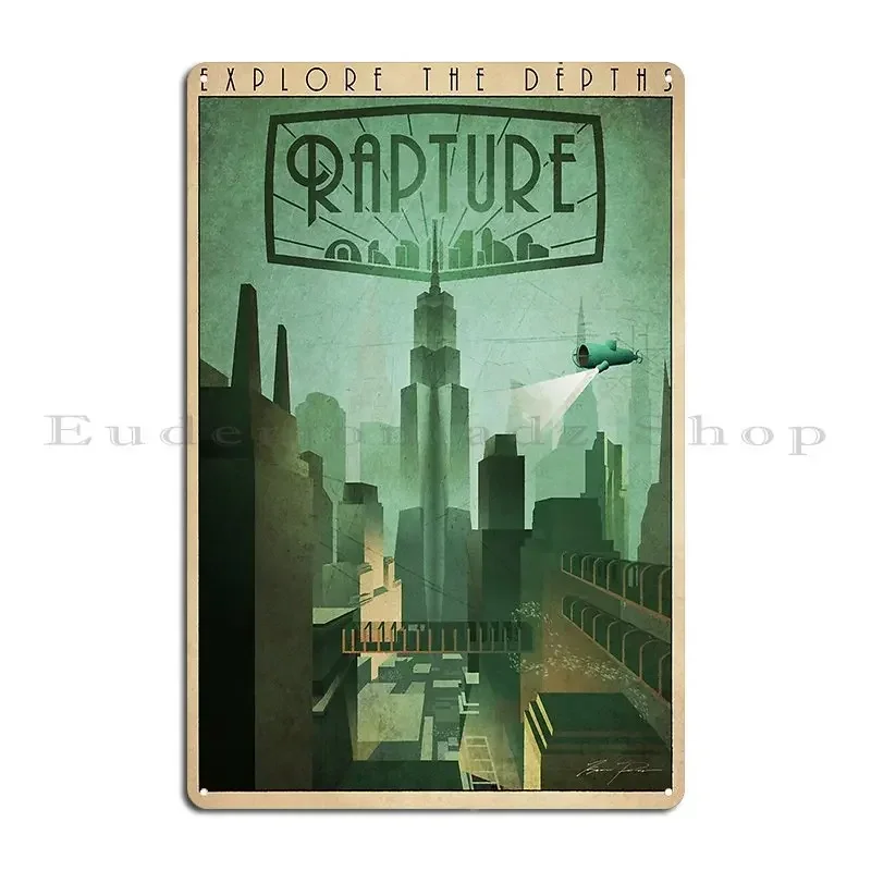 Rapture Art déco affiche de voyage signe en métal Vintage Mural Pub Design Pub personnalisé étain signe affiche