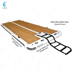 Lake Inflatable Floating Dock, Inflatable Dock Floating Platform, with Eva Non-Slip Mat, Water Surfing Yoga Mat for Lakes, River