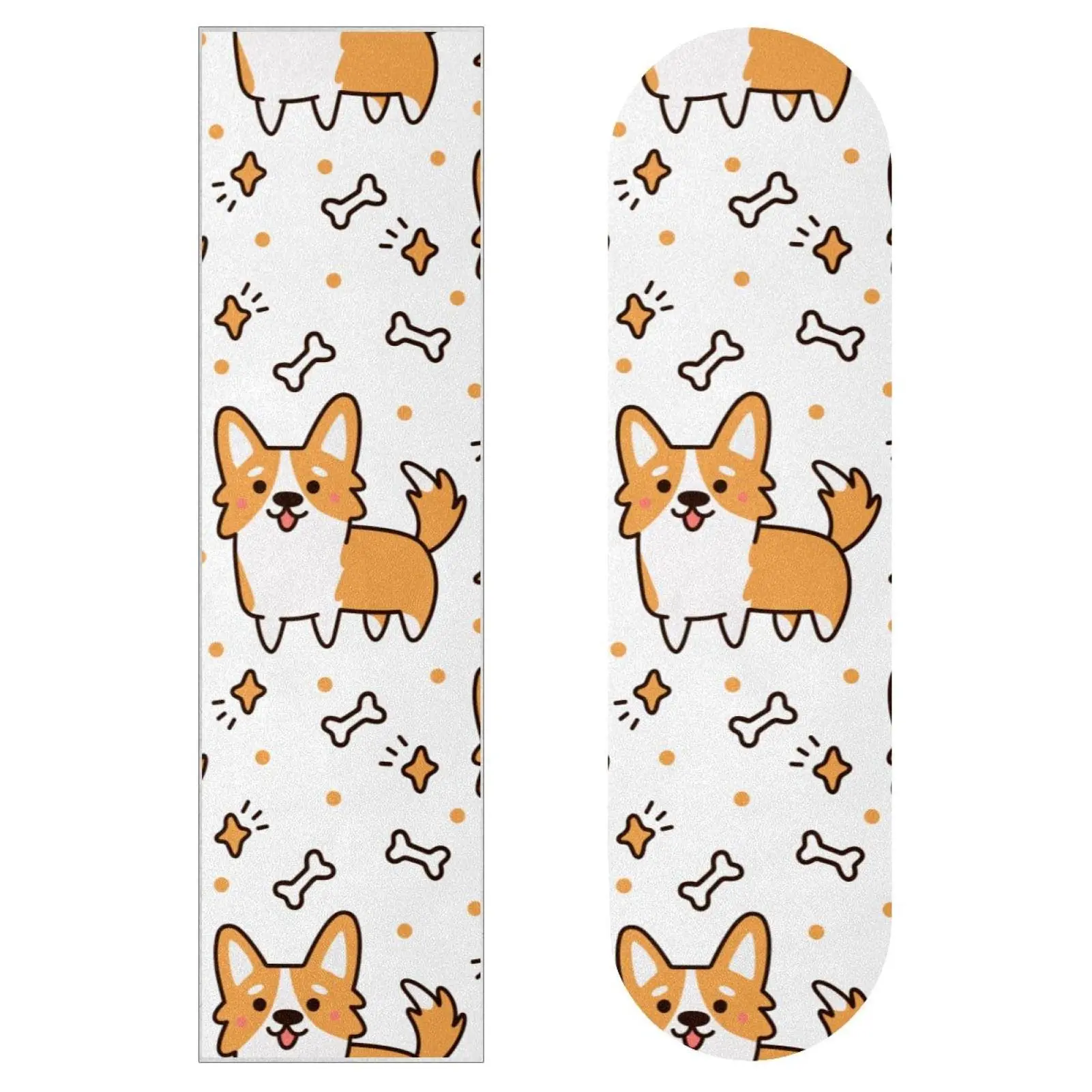 Corgi Pattern Skateboards Grip Tape Design Longboard Anti Slip Sandpaper Sticker Skateboards Paper 33x9 Inch-Cute Puppy Printing