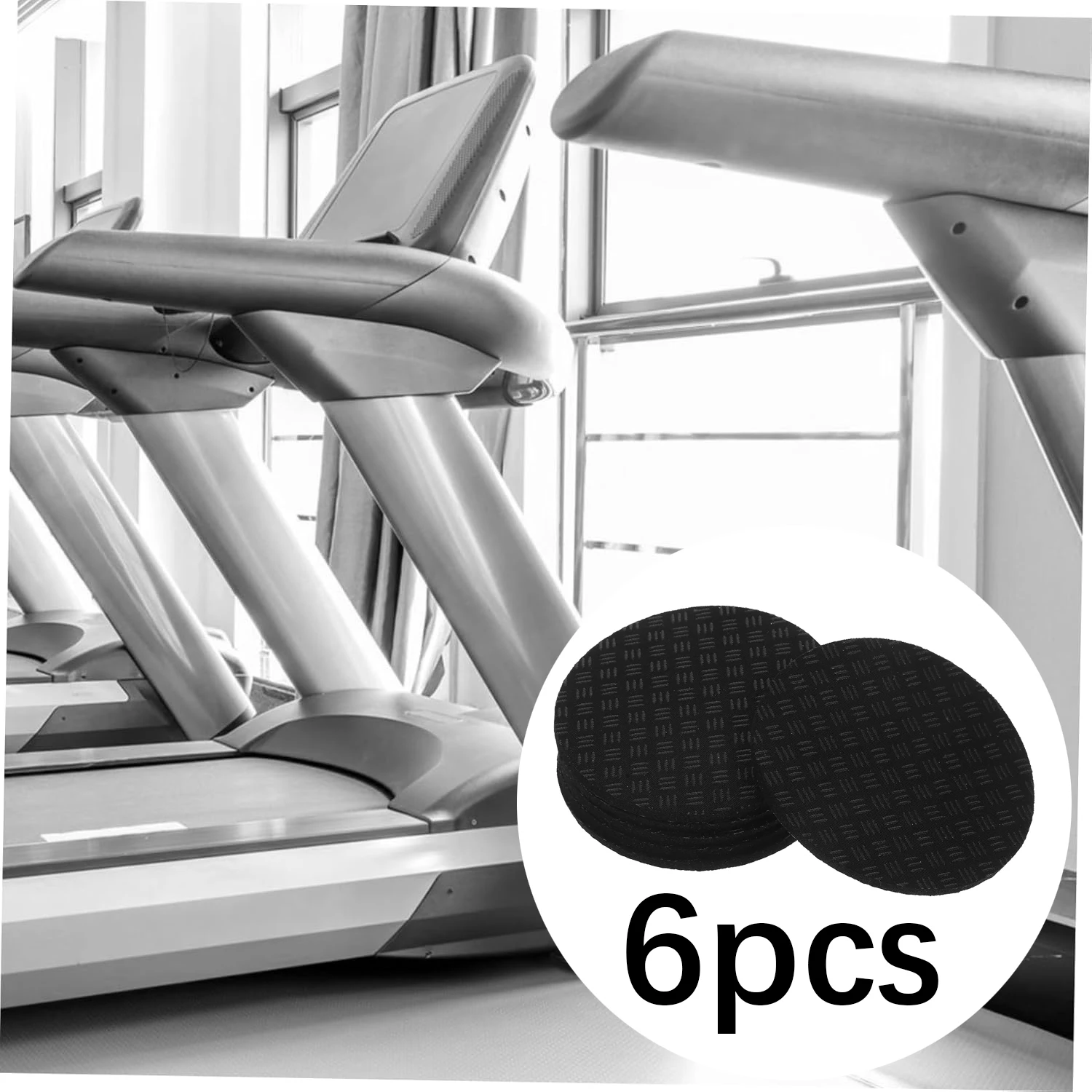 6 Stück robuste schwarze runde Anti-Rutsch-Matte für Laufband-Trainingsgeräte, langlebige Gummi-Bodenschutzmatte