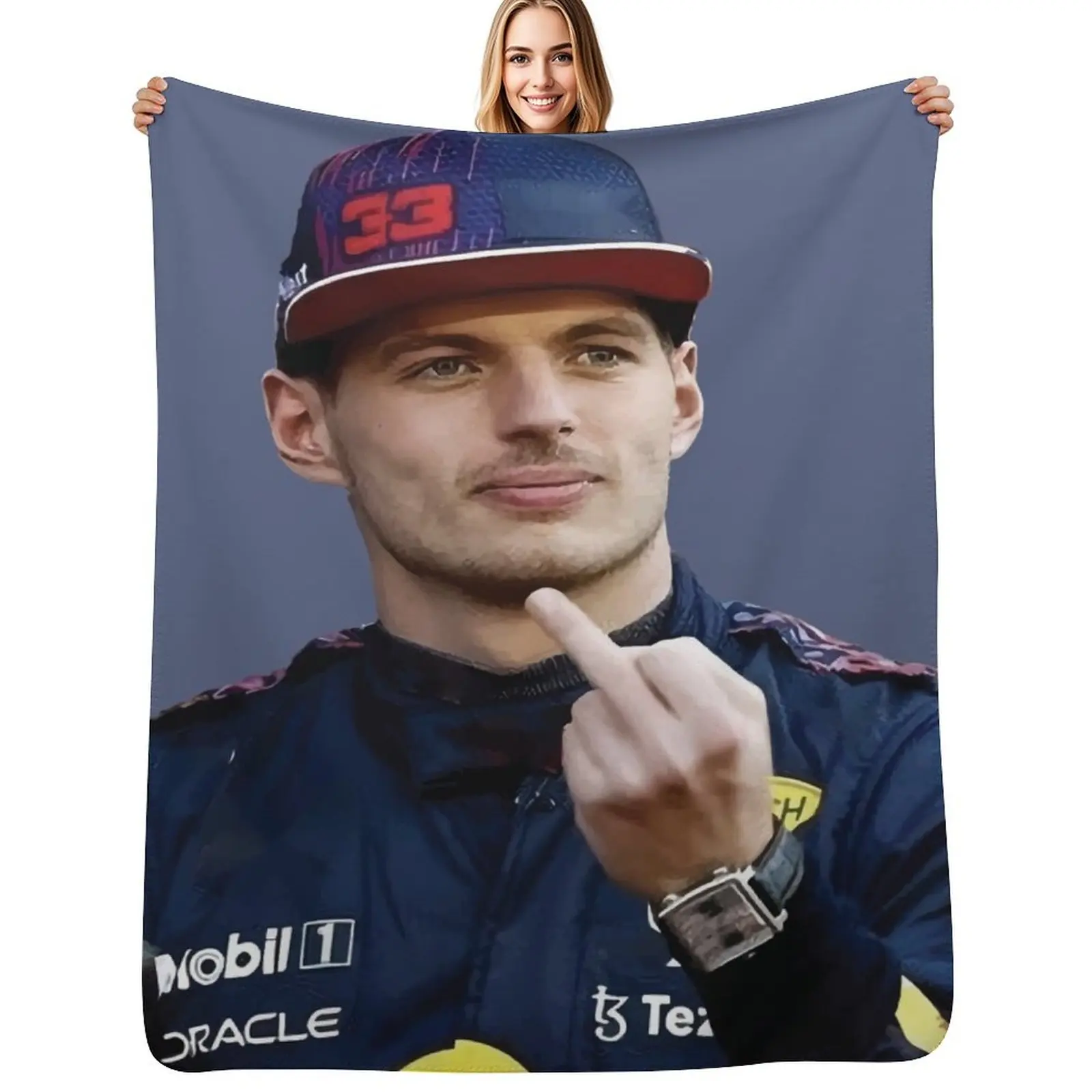 

Max F1 Driver Middle Finger Meme Funny Throw Blanket Flannel Fabric bed plaid For Sofa Thin manga Blankets