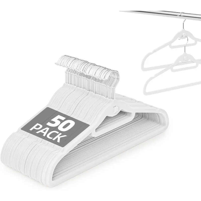 

Velvet Hangers 50 Pack, Non Slip Stackable Clothes Hangers with Cascading Hooks