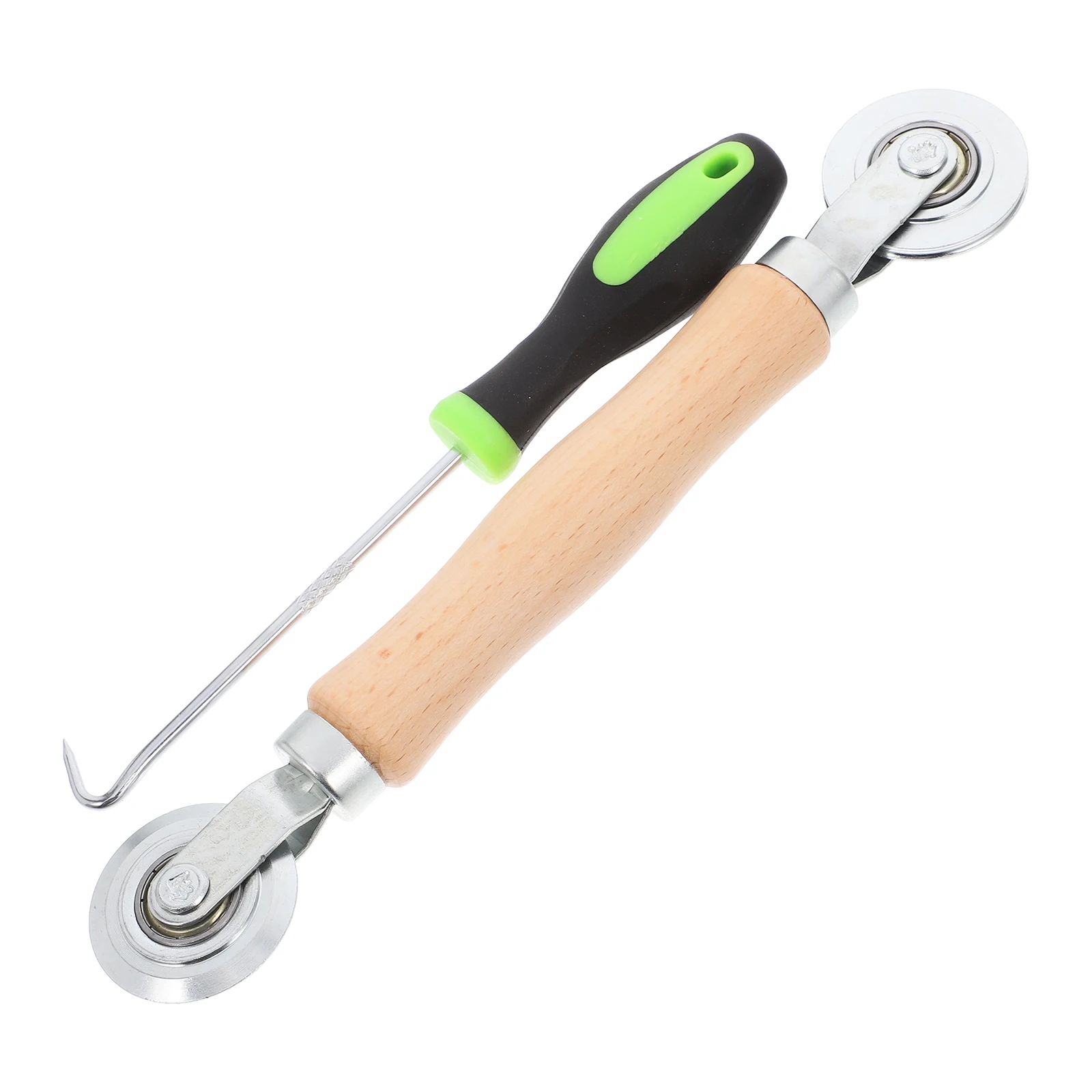 

2pcs Screen Replacement Tool Wood Handle Double Bearings Pressure Wheel Mesh Installation Kit Window Tools Hardware