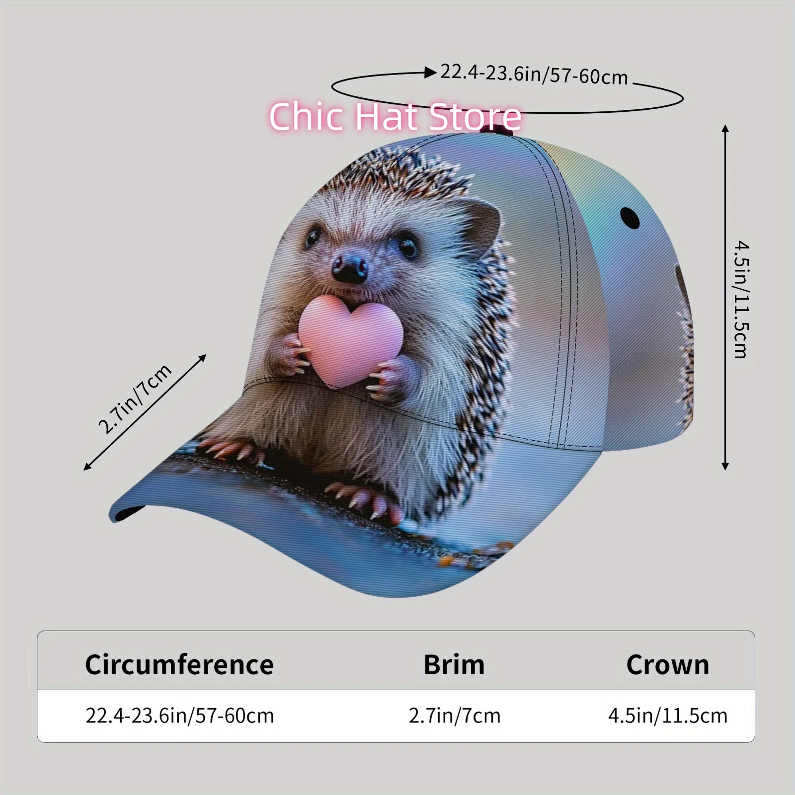 Adorable Hedgehog Print Baseball Cap - Lightweight, Adjustable Hip-Hop Sun Hat for Beach, Outdoor Activities, Fishing & Vacation