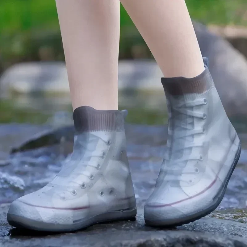 HOT New 1Pair Reusable Waterproof Rain Shoes Covers Silicone Non-slip Outdoor Rain Boot Overshoes Walking Shoes Accessories