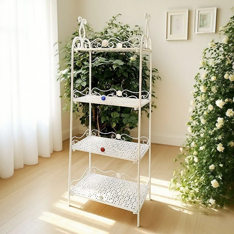 Retro wrought iron multi-layer flower rack, outdoor garden grocery rack, flower rack rack, starting from one piece, balcony