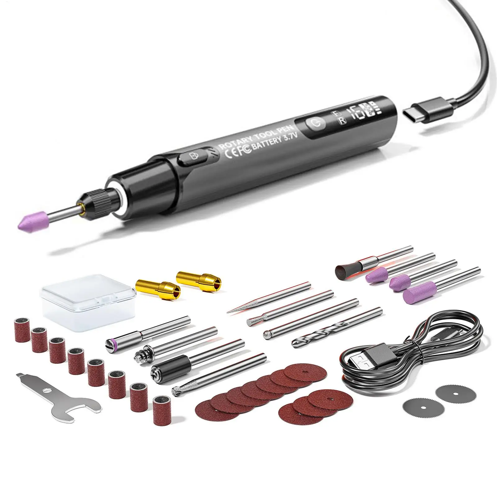 

Rotary Tool Kit 6 Speed Rechargeable Drilling Pen Electric Rotary Tool Kit With Light For Jewelry Making Handcrafting Model