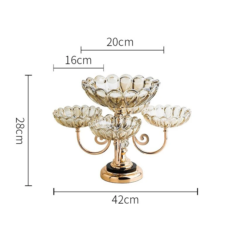 Trending Products 2024 New Arrivals High Quality Glass 5 Plate Modern Decor Fruit Dish Stand Dry Fruit Tray