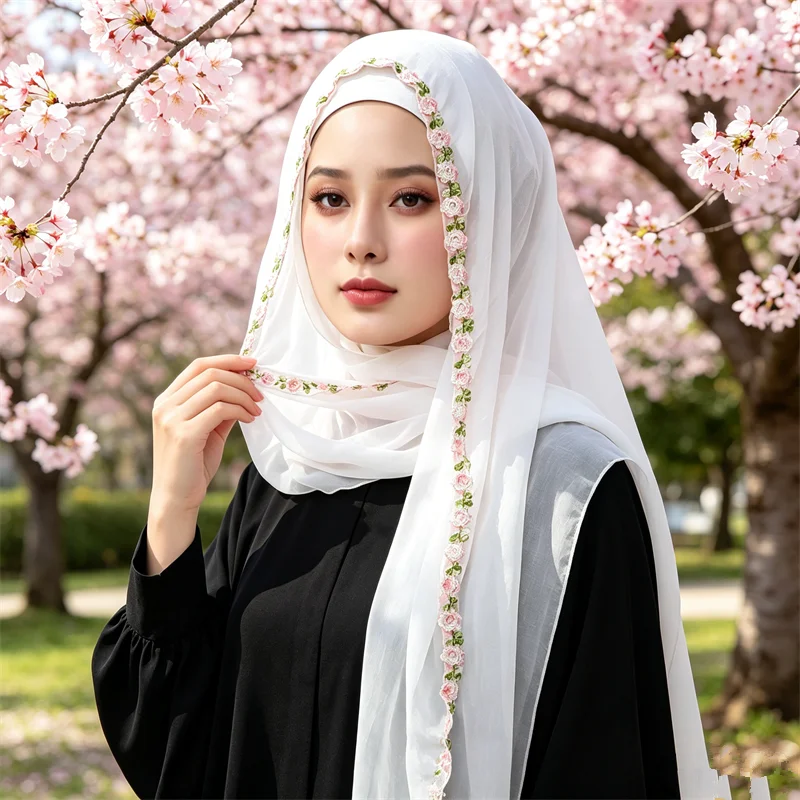 Ethnic Fashion For Ladies - وشاح شيفون طويل جديد بلون سادة