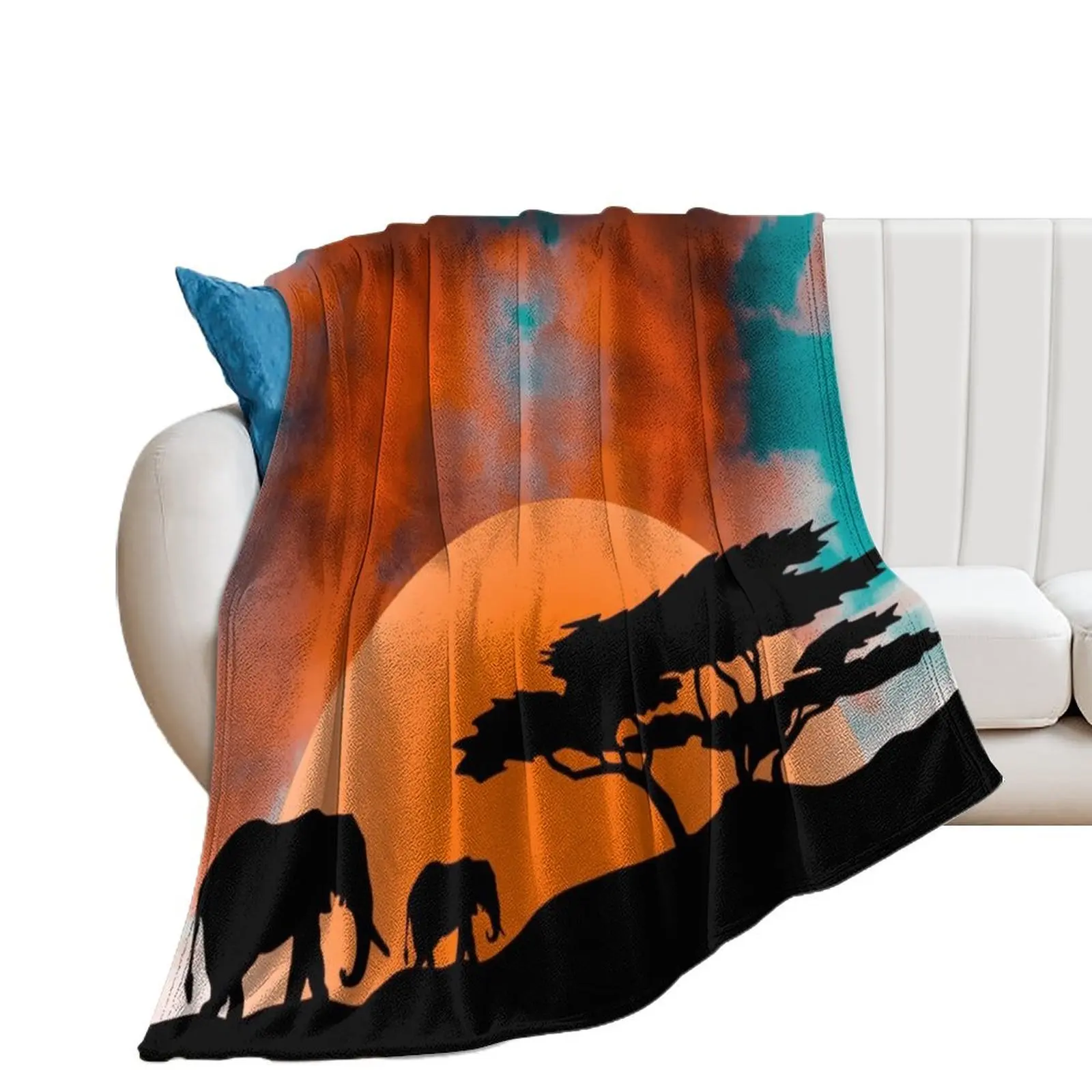 

Elephants in the savannah Throw Blanket Tourist Furrys Blankets