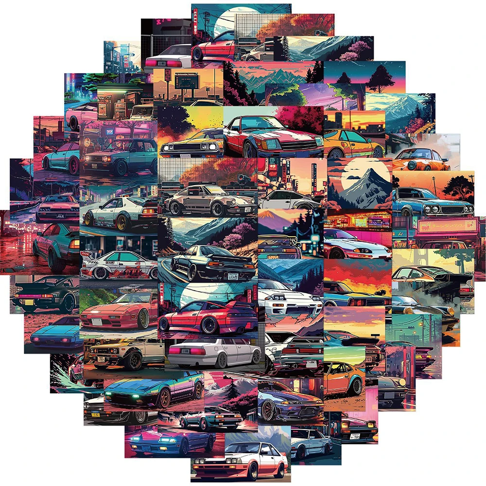 10/30/50pcs Japan JDM Retrofit Racing Stickers Classic Cool Cartoon Car Decals DIY Motorcycle Laptop Phone Bike Sticker Packing