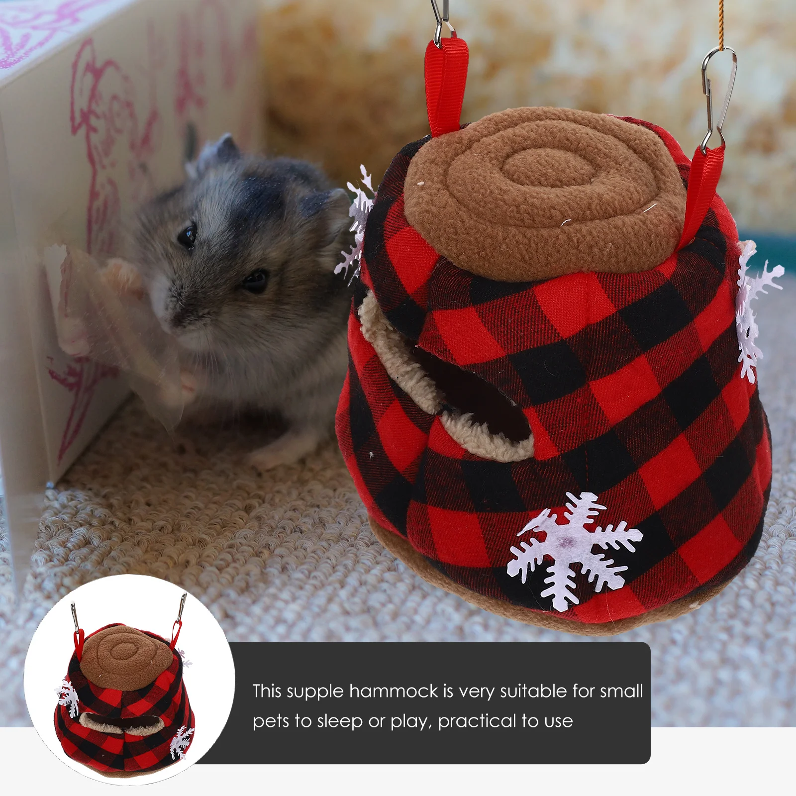 

Christmas Style Hanging Hamster Hideout Snow Cotton Warm Cage Bed Small Animal Hammock Guinea Pig Parrot Guinea Pig Hideout