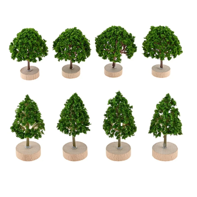 4Pcs Green Model Trees Miniature Model Trees with Base Train Scenery Architecture Trees for DIY Crafts Building Model Landscape