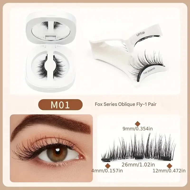 1 Pairs Magnetic Eyelashes Natural Look Fluffy False Eyelashes No Glue Reusable Faux Mink Lashe with Tweezers Set Makeup Product