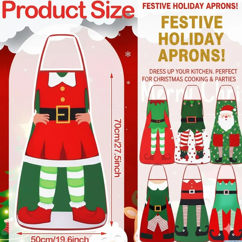 

Christmas Elf Apron Family Set, 10-Pc Party City Costume, Festive Elf Outfit, Holiday Group Matching Wear