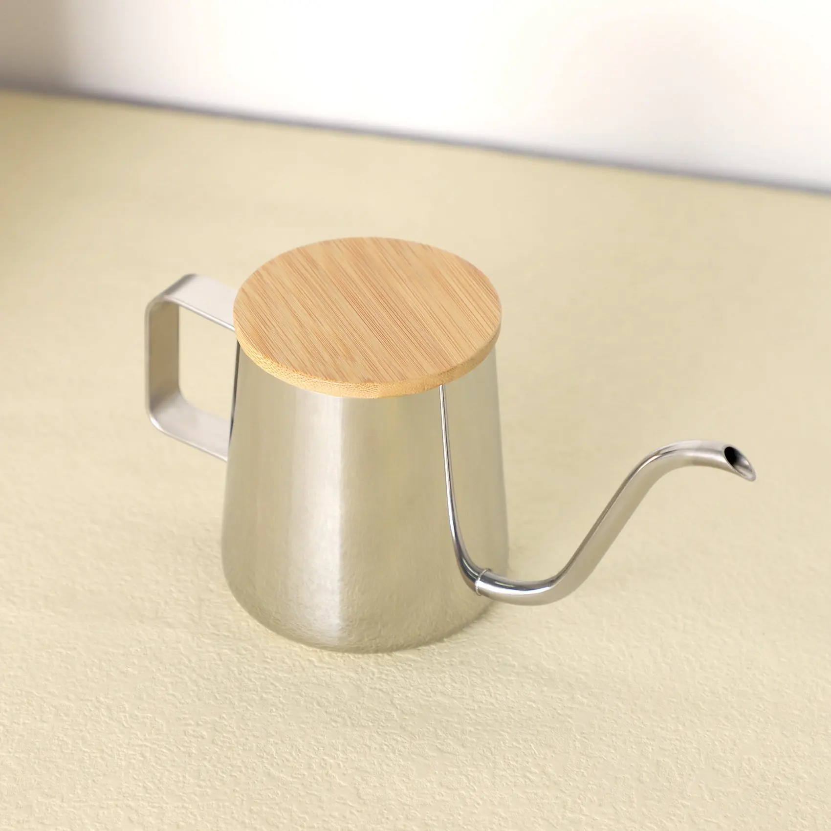 ABNL-cafetera de pico largo y estrecho de 350Ml, tetera con cuello de cisne, hervidor de goteo manual de acero inoxidable para verter sobre café y tetera con madera