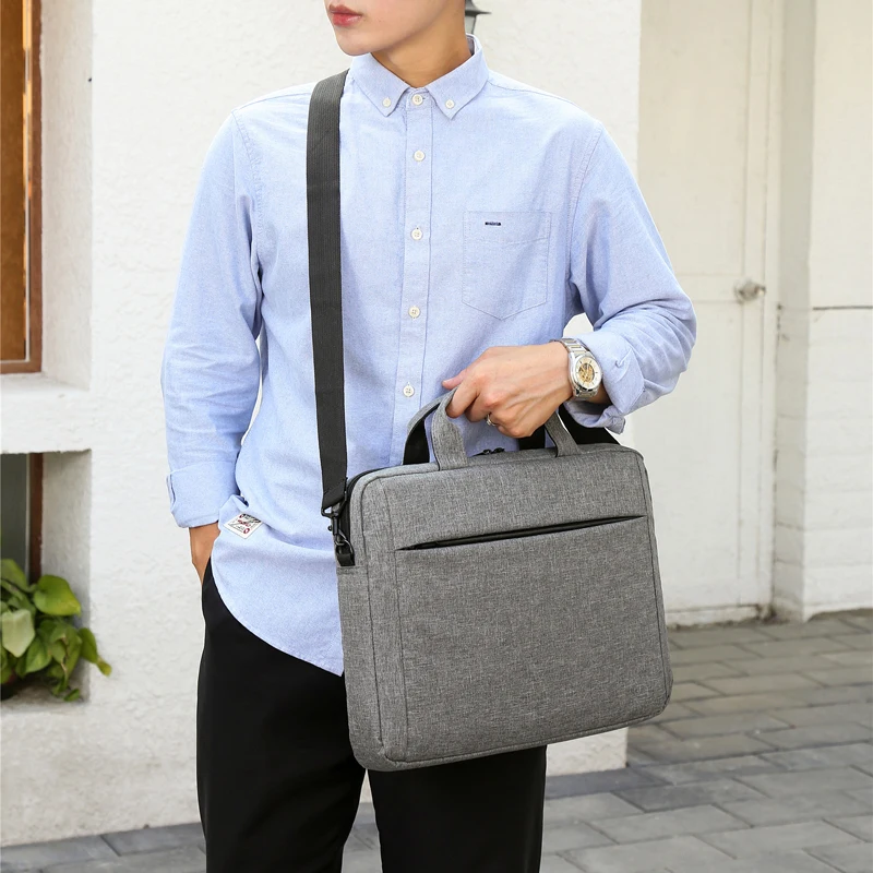 حقيبة كمبيوتر محمول أنيقة بمقابض مزدوجة - تصميم بسيط، أشرطة كتف قابلة للتعديل، مثالية للمدرسة والتنقل اليومي والمكتب